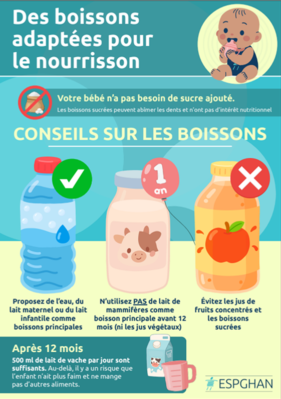 Des boissons adaptées pour le nourrisson